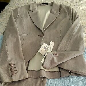 Amanda & Chelsea Pinstripe Pantsuit in Gray